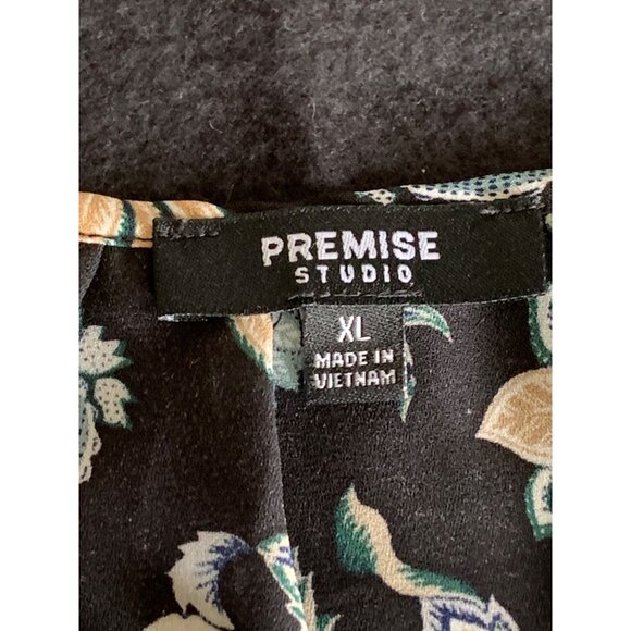 Premise Studio Womens Floral Short Sleeve Top Size XLarge Black Multicolor - Picture 3 of 11